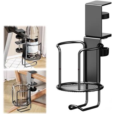 Srwoyze Porte Gobelet Bureau avec Crochet, Pivotant Porte Gobelet Métal Boisson Bouteille à Clip Ajustable Porte Gobelets Universels Support Tasse à Café Soucoupe Clip pour Tasses Bouteilles, 1 Pièce, Noir - Publicité Srwoyze Porte Gobelet Bureau avec Crochet, Pivotant Porte Gobelet Métal Boisson Bouteille à Clip Ajustable Porte Gobelets Universels Support Tasse à Café Soucoupe Clip pour Tasses Bouteilles, 1 Pièce, Noir - Publicité