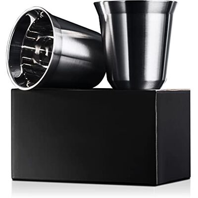Love-KANKEI Tasses à expresso, tasses à café isolées à double paroi en acier inoxydable 150 ml / 5 oz Lot de 2 - Publicité Love-KANKEI Tasses à expresso, tasses à café isolées à double paroi en acier inoxydable 150 ml / 5 oz Lot de 2 - Publicité