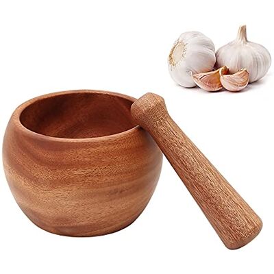 UPTALY Ensemble pilon et mortier en bois naturel (grande taille diamètre 11,5 cm), bol de moulins à ail en palissandre, presse-purée manuel en bois, bol à guacamole et pilon - Publicité UPTALY Ensemble pilon et mortier en bois naturel (grande taille diamètre 11,5 cm), bol de moulins à ail en palissandre, presse-purée manuel en bois, bol à guacamole et pilon - Publicité