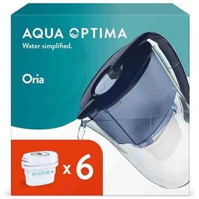 Aqua Optima Oria Carafe Filtrante et 6 Cartouches Filtrantes Evolve+ 30 Jours, Capacité 2,8 litres, Pour la Réduction des Microplastiques, du Chlore, du Calcaire et des Impuretés, Bleu - Publicité Aqua Optima Oria Carafe Filtrante et 6 Cartouches Filtrantes Evolve+ 30 Jours, Capacité 2,8 litres, Pour la Réduction des Microplastiques, du Chlore, du Calcaire et des Impuretés, Bleu - Publicité