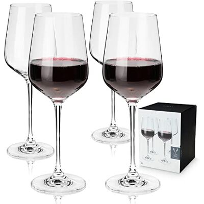 Viski Reserve European Crystal Lot de 4 verres à vin rouge en cristal sans plomb, fabriqués en Europe, lot de 4, 621 ml - Publicité Viski Reserve European Crystal Lot de 4 verres à vin rouge en cristal sans plomb, fabriqués en Europe, lot de 4, 621 ml - Publicité