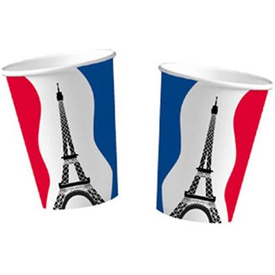 DH-Konzept Lot de 10 gobelets en carton pour fête et anniversaire Motif France Parisien Rouge Blanc Bleu - Publicité DH-Konzept Lot de 10 gobelets en carton pour fête et anniversaire Motif France Parisien Rouge Blanc Bleu - Publicité