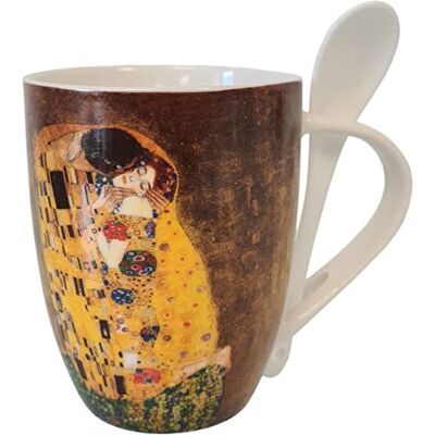 Gobelet Klimt - Céramique Multicolore - Avec Cuillère - Mug - Publicité Gobelet Klimt - Céramique Multicolore - Avec Cuillère - Mug - Publicité