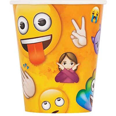 Unique 79436-Gobelets en Carton-266 ml-Fête à thème Emoji Arc-en-Ciel-Paquet de 8, 79436, multicolore, 8 Unité (Lot de 1) - Publicité Unique 79436-Gobelets en Carton-266 ml-Fête à thème Emoji Arc-en-Ciel-Paquet de 8, 79436, multicolore, 8 Unité (Lot de 1) - Publicité