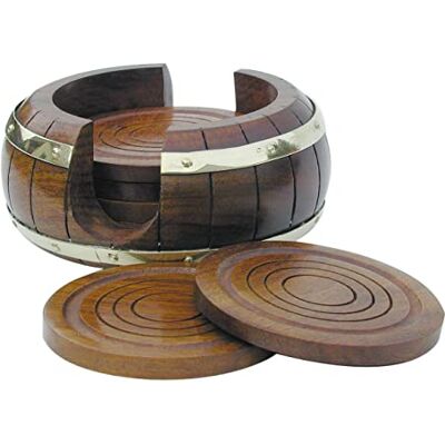 SEACLUB Sea-Club Lot de 6 dessous de verre pour table à manger en bois/laiton Hauteur : 6 cm Diamètre : 13 cm Décoration maritime - Publicité SEACLUB Sea-Club Lot de 6 dessous de verre pour table à manger en bois/laiton Hauteur : 6 cm Diamètre : 13 cm Décoration maritime - Publicité