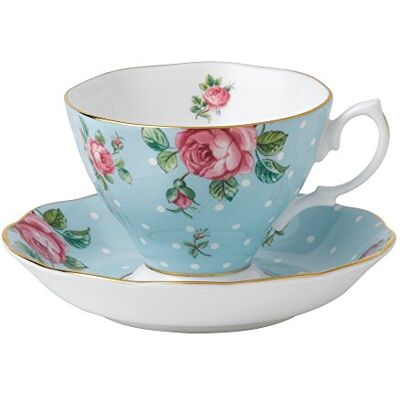 Royal Albert Modern Vintage POLBLU26135 Ensemble tasse à thé et soucoupe, 2 pièces en porcelaine anglaise Multicolore - Publicité Royal Albert Modern Vintage POLBLU26135 Ensemble tasse à thé et soucoupe, 2 pièces en porcelaine anglaise Multicolore - Publicité