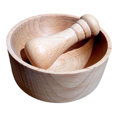 Wooden World Mortier et pilon en bois naturel Avec bol à épices et herbes (M02) - Publicité Wooden World Mortier et pilon en bois naturel Avec bol à épices et herbes (M02) - Publicité