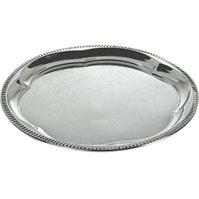 AUBRY GASPARD Plateau de Service Rond en Chrome - Publicité AUBRY GASPARD Plateau de Service Rond en Chrome - Publicité