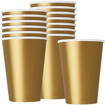 Unique 33246 Paquet de 14 Gobelets en Carton 270 ml Or - Publicité Unique 33246 Paquet de 14 Gobelets en Carton 270 ml Or - Publicité