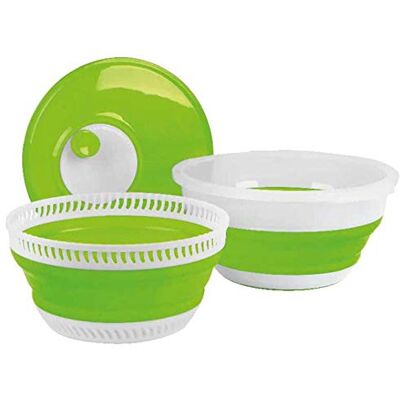 Camp4 Essoreuse à salade, pliable, vert citron et blanc, avec couvercle, passoire et bol - Publicité Camp4 Essoreuse à salade, pliable, vert citron et blanc, avec couvercle, passoire et bol - Publicité