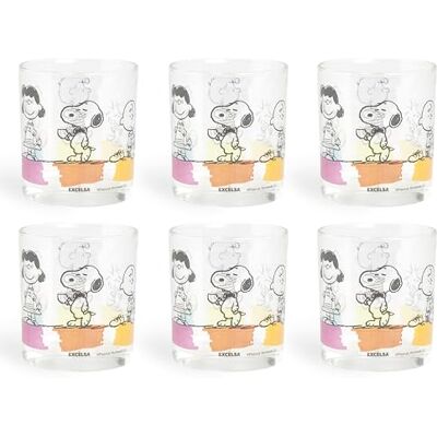 Excelsa Peanuts Lot de 6 verres à eau, capacité 250 ml, verre, décoration Peanuts - Publicité Excelsa Peanuts Lot de 6 verres à eau, capacité 250 ml, verre, décoration Peanuts - Publicité