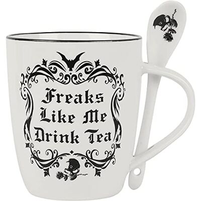 Alchemy England 1977 Freaks Like Me Drink Tea Unisexe Mug Blanc/Noir, Porcelaine, - Publicité Alchemy England 1977 Freaks Like Me Drink Tea Unisexe Mug Blanc/Noir, Porcelaine, - Publicité