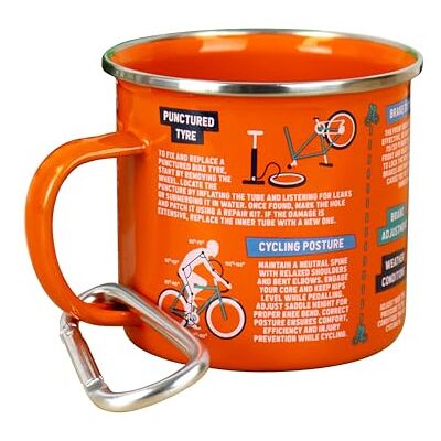 Gift Republic Guide cycliste Tasse en émail et mousqueton Tasse de camping en métal durable Idée cadeau aventure camping randonnée Kit jardinage Mug 500 ml - Publicité Gift Republic Guide cycliste Tasse en émail et mousqueton Tasse de camping en métal durable Idée cadeau aventure camping randonnée Kit jardinage Mug 500 ml - Publicité