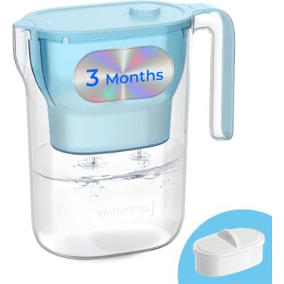 Waterdrop Carafe Filtrante pour Réfrigérateur, Pichet pour eau Filtrante avec Filtre de 3 Mois, 2,5 L, Réduit le Fluor, le Chlore et Plus, Certifiée NSF, sans BPA, Bleu - Publicité Waterdrop Carafe Filtrante pour Réfrigérateur, Pichet pour eau Filtrante avec Filtre de 3 Mois, 2,5 L, Réduit le Fluor, le Chlore et Plus, Certifiée NSF, sans BPA, Bleu - Publicité