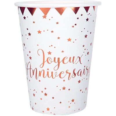 Santex Gobelet élégant fête Anniversaire Rose Gold et Blanc (x10) R/5669 - Publicité Santex Gobelet élégant fête Anniversaire Rose Gold et Blanc (x10) R/5669 - Publicité