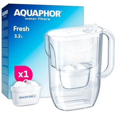 AQUAPHOR Fresh Carafe Filtrante 3,2 L avec (1) Filtre à Eau Maxfor+ (Blanc) - Publicité AQUAPHOR Fresh Carafe Filtrante 3,2 L avec (1) Filtre à Eau Maxfor+ (Blanc) - Publicité