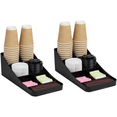 Mind Reader 2COMP7-BLK Lot de 2 distributeurs de tasses à café et condiments à 7 compartiments, organiseurs de comptoir, 39,4 x 18,4 x 13,3 cm (L x l x H), plastique, noir - Publicité Mind Reader 2COMP7-BLK Lot de 2 distributeurs de tasses à café et condiments à 7 compartiments, organiseurs de comptoir, 39,4 x 18,4 x 13,3 cm (L x l x H), plastique, noir - Publicité