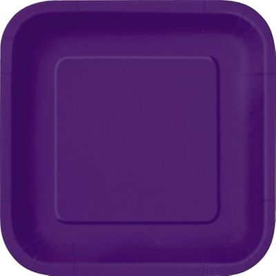 Unique - Assiettes en Carton Carrées Écologiques – 18 cm – Couleur Violet foncé – 16 Pièces (Lot de 1), 33040EU, Deep Purple - Publicité Unique - Assiettes en Carton Carrées Écologiques – 18 cm – Couleur Violet foncé – 16 Pièces (Lot de 1), 33040EU, Deep Purple - Publicité