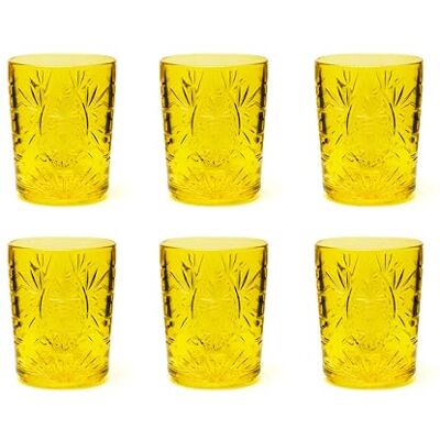Excelsa Color Tumbler Lot de 6 verres en verre décorés, multicolore, décor en relief, 350 ml, 8 x 10 cm (jaune) - Publicité Excelsa Color Tumbler Lot de 6 verres en verre décorés, multicolore, décor en relief, 350 ml, 8 x 10 cm (jaune) - Publicité