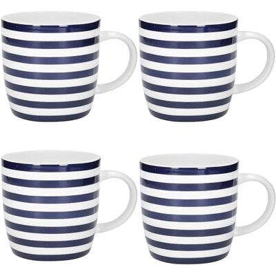 KitchenCraft Lot de 4 tasses à café rayées bleues et blanches - Publicité KitchenCraft Lot de 4 tasses à café rayées bleues et blanches - Publicité
