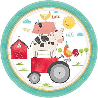 amscan Lot de 8 assiettes en carton d'anniversaire Motif Barnyard 23 cm - Publicité amscan Lot de 8 assiettes en carton d'anniversaire Motif Barnyard 23 cm - Publicité