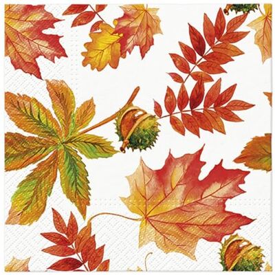Malagro Lot de 20 serviettes en papier avec motif feuilles et casties, pour décoration de table 33 x 33 cm - Publicité Malagro Lot de 20 serviettes en papier avec motif feuilles et casties, pour décoration de table 33 x 33 cm - Publicité