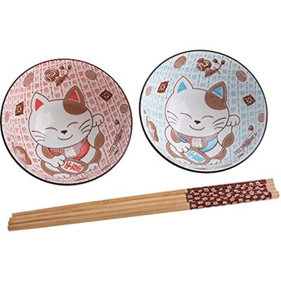 lachineuse Coffret Repas Japonais Design Maneki Neko Chat Porte-Bonheur 2 Bols à Riz et leurs Baguettes Duo Gourmand Porcelaine, Bois Multicolore Idée Cadeau Japon Asie - Publicité lachineuse Coffret Repas Japonais Design Maneki Neko Chat Porte-Bonheur 2 Bols à Riz et leurs Baguettes Duo Gourmand Porcelaine, Bois Multicolore Idée Cadeau Japon Asie - Publicité
