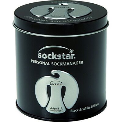 Sockstar Pinces à chaussettes édition Noir et Blanc = 20 pièces 4 couleurs dans une noble boîte cadeau en métal - Publicité Sockstar Pinces à chaussettes édition Noir et Blanc = 20 pièces 4 couleurs dans une noble boîte cadeau en métal - Publicité
