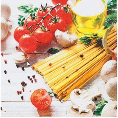 Servietten Essen und Trinken Lot de 20 serviettes de table en papier de pâtes fraîchement préparées, spaghetti, pour manger, italien, décoration de table 33 x 33 cm - Publicité Servietten Essen und Trinken Lot de 20 serviettes de table en papier de pâtes fraîchement préparées, spaghetti, pour manger, italien, décoration de table 33 x 33 cm - Publicité