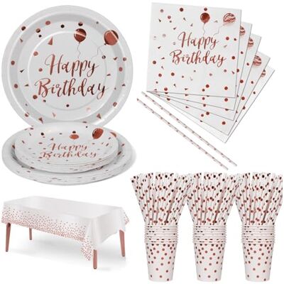 Nkaiso Anniversaire Party Vaisselle,121pcs Rose Or Kit Vaisselles Papier Assiette Tasse Serviette, Enfants Fête Anniversaire Décoration -24 invités - Publicité Nkaiso Anniversaire Party Vaisselle,121pcs Rose Or Kit Vaisselles Papier Assiette Tasse Serviette, Enfants Fête Anniversaire Décoration -24 invités - Publicité
