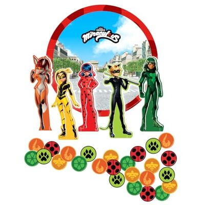 amscan Kit de décoration de table « Miraculous » de 31 pièces avec fond, figurines et confettis comme décoration pour fête à thème et anniversaire d'enfant Ladybug Coccinelle super-héros fête - Publicité amscan Kit de décoration de table « Miraculous » de 31 pièces avec fond, figurines et confettis comme décoration pour fête à thème et anniversaire d'enfant Ladybug Coccinelle super-héros fête - Publicité