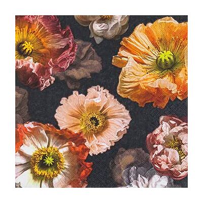 Servietten Blumen Lot de 20 serviettes vintage en forme de fleurs sur noir Décoration de table 33 x 33 cm - Publicité Servietten Blumen Lot de 20 serviettes vintage en forme de fleurs sur noir Décoration de table 33 x 33 cm - Publicité