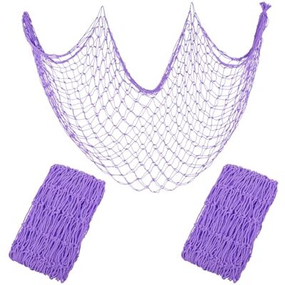 Lot de 2 filets de pêche décoratifs violet clair de 203,2 x 101,6 cm, YuanDe Filet de pêche mural à suspendre pour photo de sirène nautique, pirate sur le thème de l'océan, plage hawaïenne - Publicité Lot de 2 filets de pêche décoratifs violet clair de 203,2 x 101,6 cm, YuanDe Filet de pêche mural à suspendre pour photo de sirène nautique, pirate sur le thème de l'océan, plage hawaïenne - Publicité