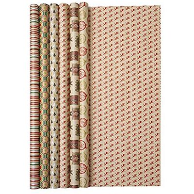 Clairefontaine 223799C Un rouleau de papier cadeau Kraft brun 60g, 2x0,7m Motif aléatoire - Publicité Clairefontaine 223799C Un rouleau de papier cadeau Kraft brun 60g, 2x0,7m Motif aléatoire - Publicité