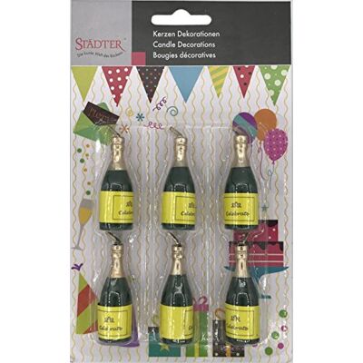Städter 6 mini bougies Champagne * * pour nouvel an, fête et Anniversaire//Bougies gâteau gâteau décoration de table Candle bouteilles champagne Bottle - Publicité Städter 6 mini bougies Champagne * * pour nouvel an, fête et Anniversaire//Bougies gâteau gâteau décoration de table Candle bouteilles champagne Bottle - Publicité