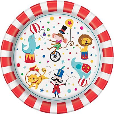 - Circus Party Round Dinner Plates 9" 8 Pcs. Assiettes en Carton, 72475, Taille Unique - Publicité - Circus Party Round Dinner Plates 9" 8 Pcs. Assiettes en Carton, 72475, Taille Unique - Publicité