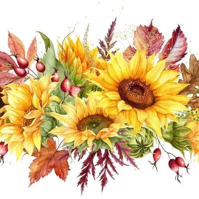 ti-flair Lot de 20 serviettes en papier avec motif tournesols sur feuilles d'automne pour décoration de table Convient également pour le découpage et la technique des serviettes 33 x 33 cm - Publicité ti-flair Lot de 20 serviettes en papier avec motif tournesols sur feuilles d'automne pour décoration de table Convient également pour le découpage et la technique des serviettes 33 x 33 cm - Publicité