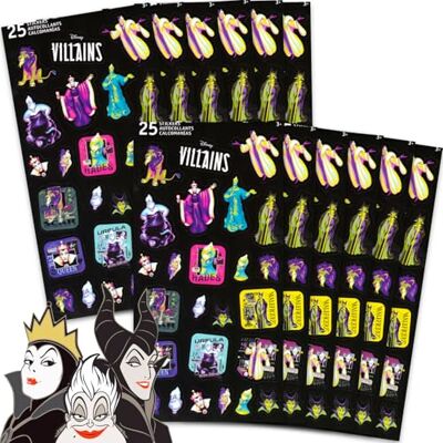 Disney Lot de 12 feuilles d'autocollants méchants pour garçons et filles Villains pour fête d'anniversaire d'enfants Fournitures de fête Villains - Publicité Disney Lot de 12 feuilles d'autocollants méchants pour garçons et filles Villains pour fête d'anniversaire d'enfants Fournitures de fête Villains - Publicité