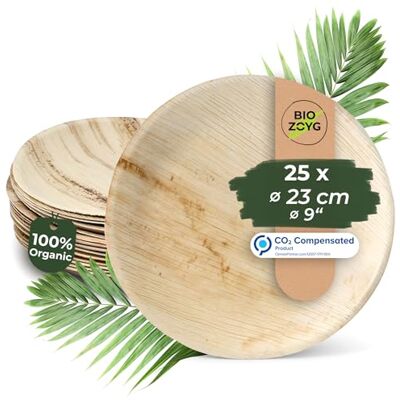 BIOZOYG Palmware Haute qualité d'assiette en Feuille de Palmier I 25 pièces d'assiettes Ronds du Feuille Palmier Ø23 cm I Bio jetable Vaisselle pour fête Rapidement décomposable - Publicité BIOZOYG Palmware Haute qualité d'assiette en Feuille de Palmier I 25 pièces d'assiettes Ronds du Feuille Palmier Ø23 cm I Bio jetable Vaisselle pour fête Rapidement décomposable - Publicité