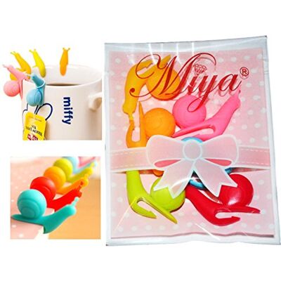 Miya ® Ravissant lot de 6 escargots pour support sachets de thé, décoration pour tasse et verre, aide à différencier les tasses, Couleurs acidulées - Publicité Miya ® Ravissant lot de 6 escargots pour support sachets de thé, décoration pour tasse et verre, aide à différencier les tasses, Couleurs acidulées - Publicité