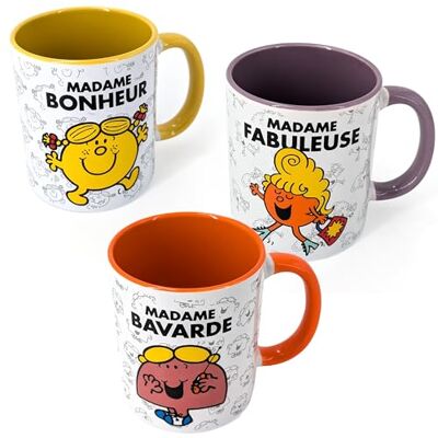 Linnea Lot de 3 Mugs Collection Monsieur Madame modèle Madame Multicolore - Publicité Linnea Lot de 3 Mugs Collection Monsieur Madame modèle Madame Multicolore - Publicité
