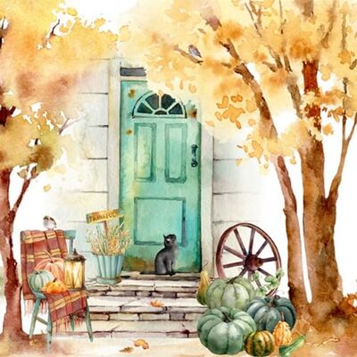 ti-flair Lot de 20 serviettes en papier avec motif Maison d'automne Convient également pour le découpage et la technique des serviettes 33 x 33 cm - Publicité ti-flair Lot de 20 serviettes en papier avec motif Maison d'automne Convient également pour le découpage et la technique des serviettes 33 x 33 cm - Publicité
