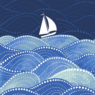 Paper+Design Lot de 20 serviettes de table Motif bateau à voile sur vagues Bleu 33 cm - Publicité Paper+Design Lot de 20 serviettes de table Motif bateau à voile sur vagues Bleu 33 cm - Publicité