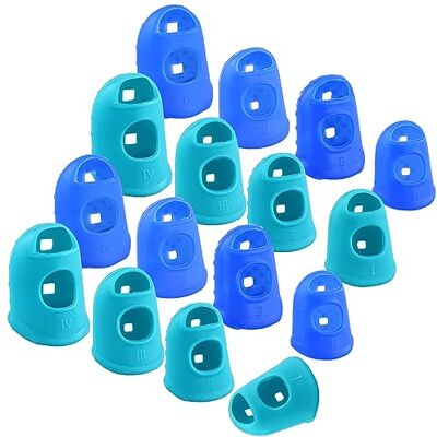 HXMJIED Lot de 16 protège-doigts en silicone, 4 tailles, pour compter l'argent, tri du papier, couture, tricot, jeu de guitare (bleu, bleu ciel) - Publicité HXMJIED Lot de 16 protège-doigts en silicone, 4 tailles, pour compter l'argent, tri du papier, couture, tricot, jeu de guitare (bleu, bleu ciel) - Publicité