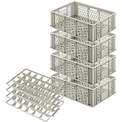 BRB Récipient à Verres, Lot de 4 Boîtes, 24 Verres, Hauteur Max. 175 mm, Diamètre Max. 87 mm, Polyéthylène de Qualité Supérieure, Gris - Publicité BRB Récipient à Verres, Lot de 4 Boîtes, 24 Verres, Hauteur Max. 175 mm, Diamètre Max. 87 mm, Polyéthylène de Qualité Supérieure, Gris - Publicité