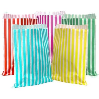 AMD Lot de 100 sacs en papier rayés de 12,7 x 17,8 cm Pour buffet de mariage, gâteaux, cadeaux de choix, choix et boutique Qualité supérieure fabriquée au Royaume-Uni (mixte) - Publicité AMD Lot de 100 sacs en papier rayés de 12,7 x 17,8 cm Pour buffet de mariage, gâteaux, cadeaux de choix, choix et boutique Qualité supérieure fabriquée au Royaume-Uni (mixte) - Publicité