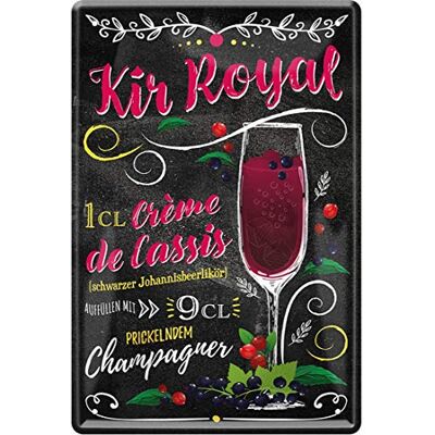 ART Kir Royal 1431 Recette de cocktail Crème de cassis Champagne 20 x 30 cm - Publicité ART Kir Royal 1431 Recette de cocktail Crème de cassis Champagne 20 x 30 cm - Publicité