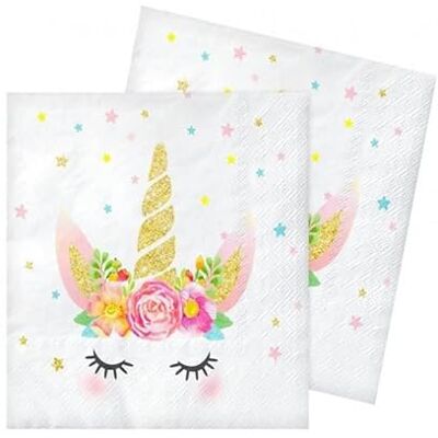 20 serviettes tête de licorne - Publicité 20 serviettes tête de licorne - Publicité