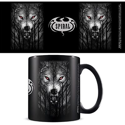 Pyramid Tasse à café en céramique avec motif loup de la forêt 325 ml Produit officiel Noir - Publicité Pyramid Tasse à café en céramique avec motif loup de la forêt 325 ml Produit officiel Noir - Publicité