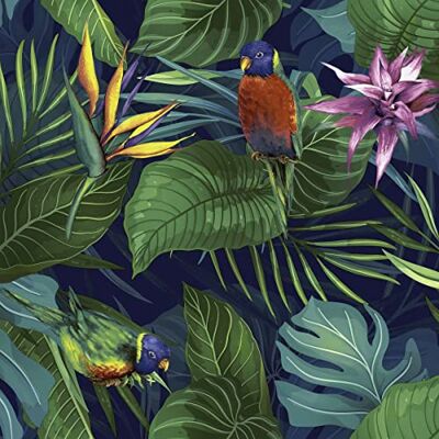 NUGOYA Servietten Tiere Lot de 20 serviettes de table aux couleurs vives avec oiseaux dans la jungle animaux forêt vierge décoration de table 33 x 33 cm - Publicité NUGOYA Servietten Tiere Lot de 20 serviettes de table aux couleurs vives avec oiseaux dans la jungle animaux forêt vierge décoration de table 33 x 33 cm - Publicité